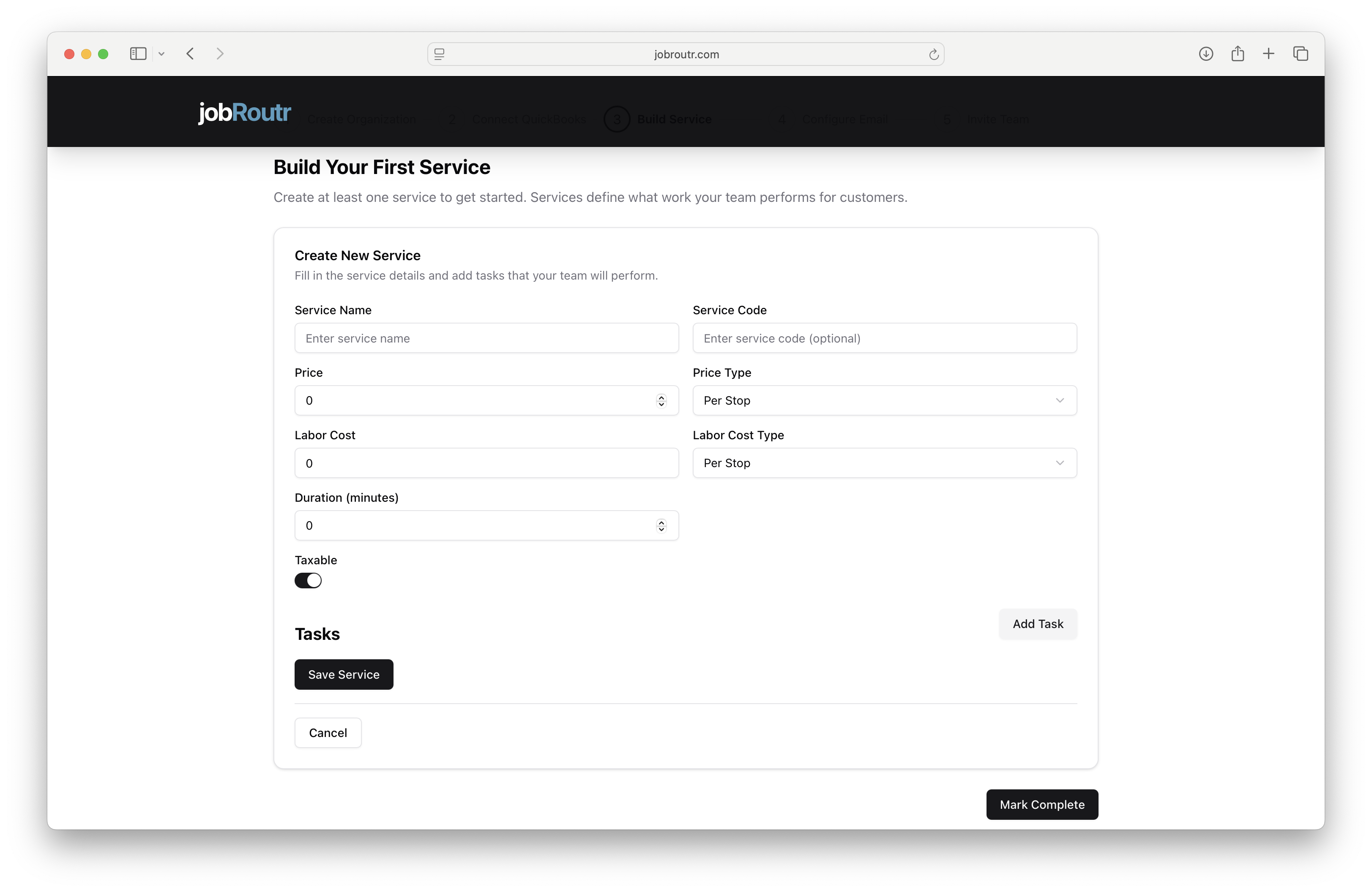Service Details Form