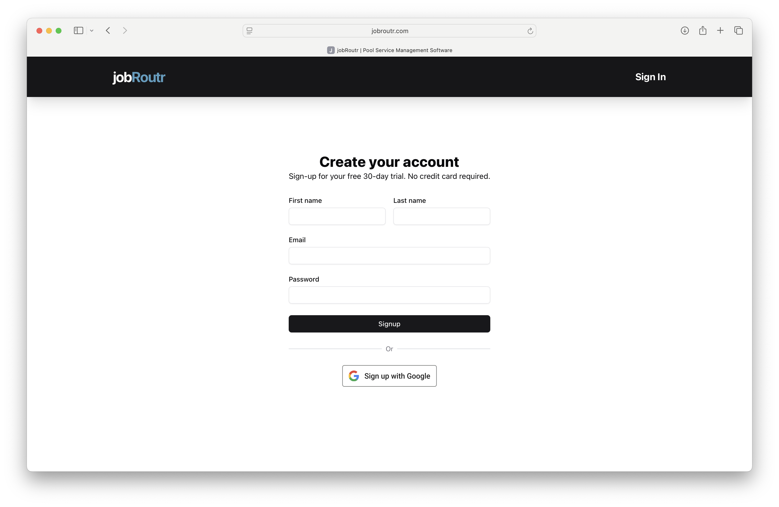 Create Account Form