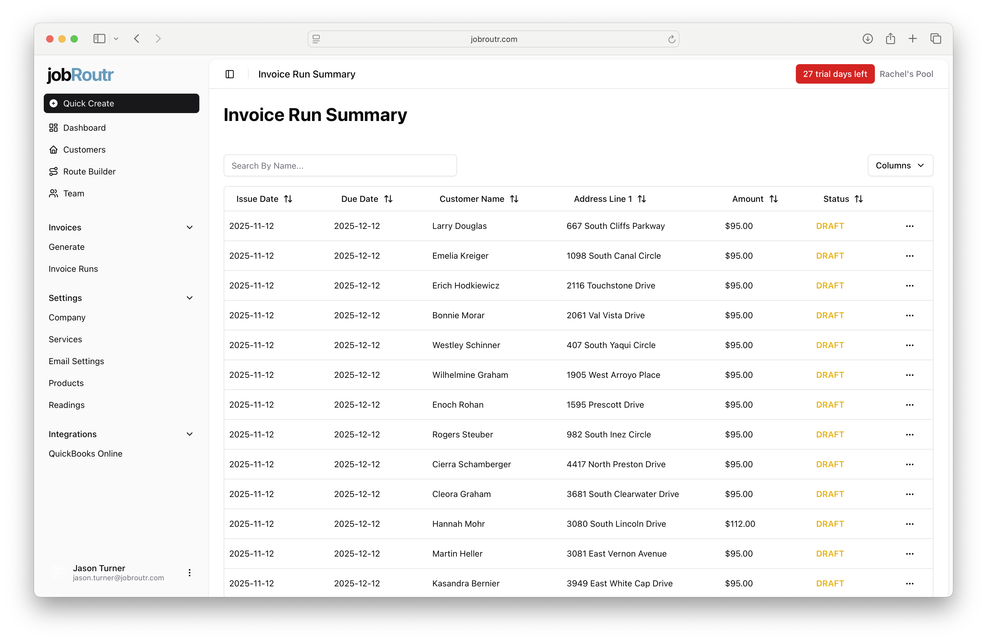 Invoice Run Summary