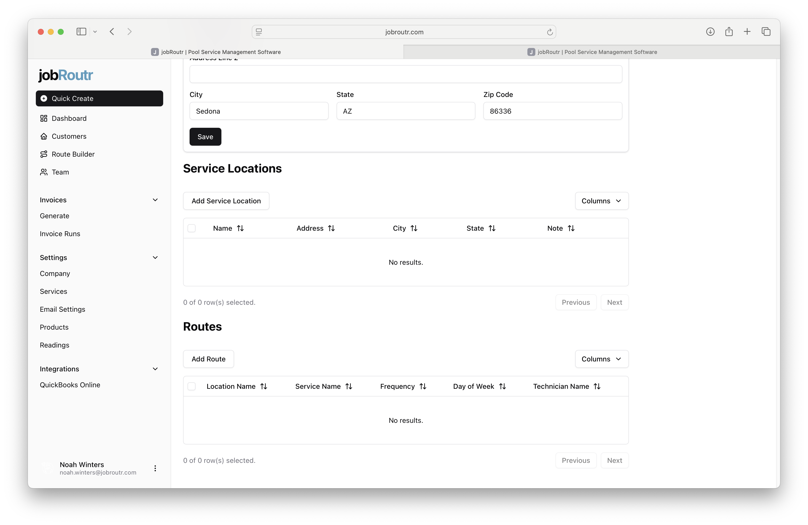 Add Service Location Button