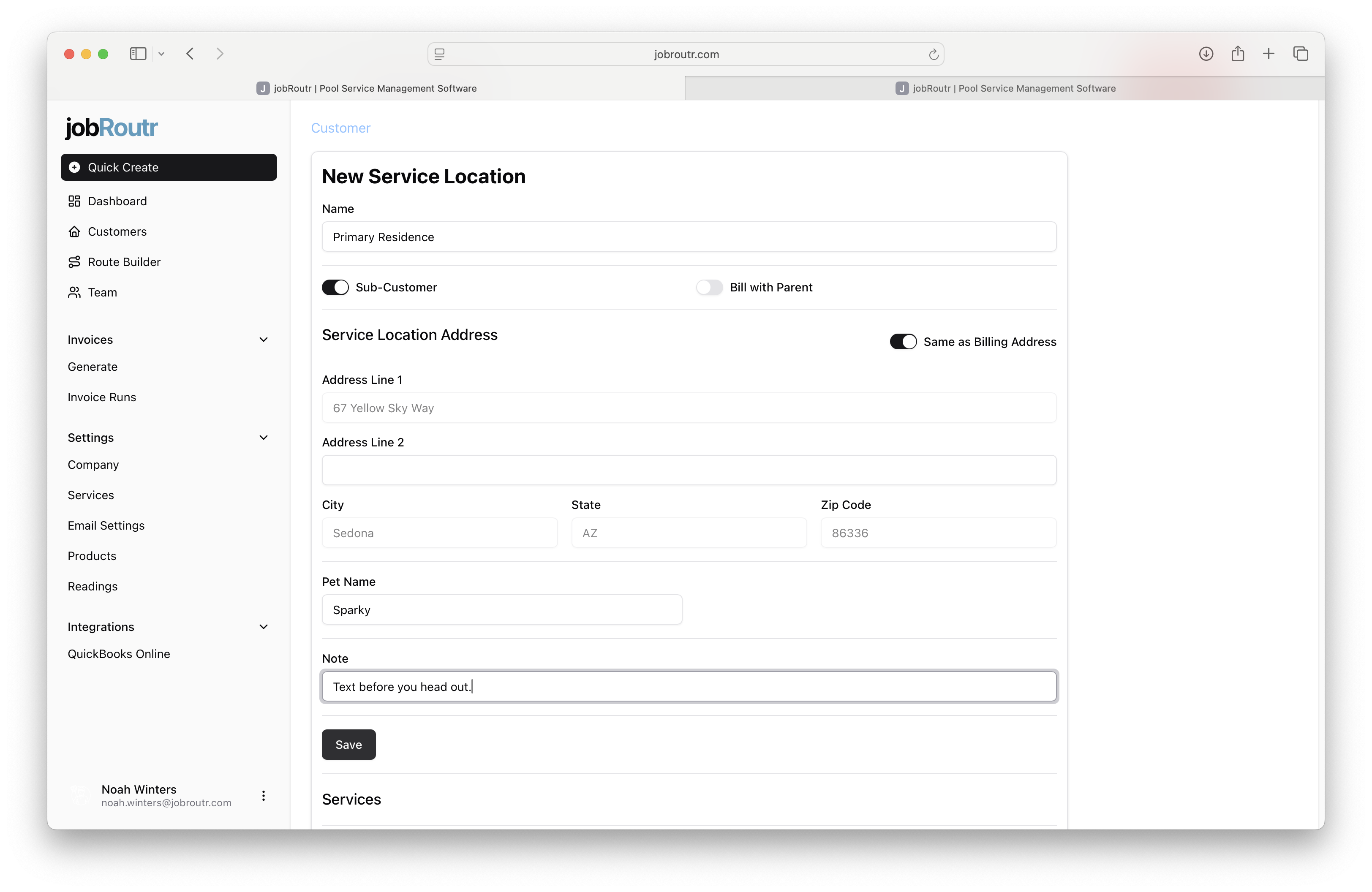 Configure Service Location