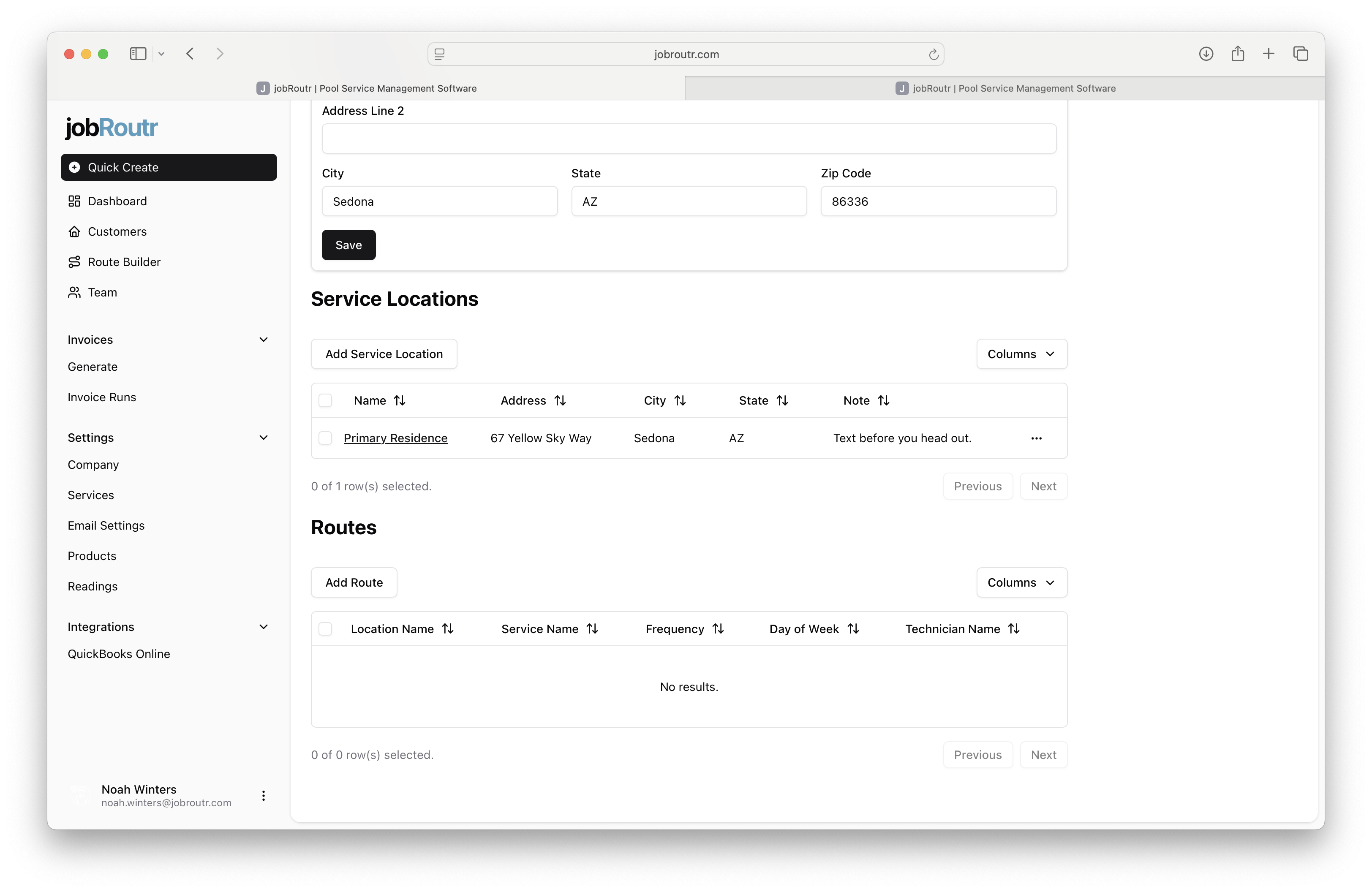 Service Location List