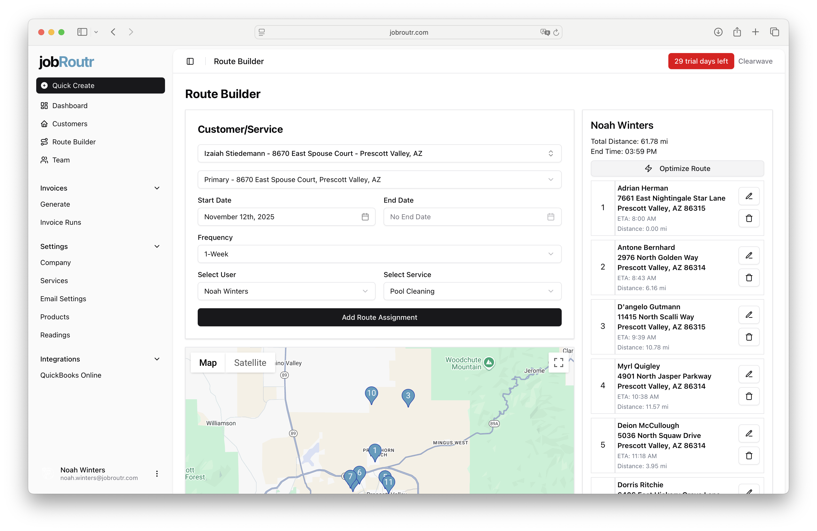 Optimize Route Button